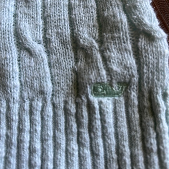 Vineyard Vines Light Mint Green Cable Knit Slub Sweater Size S 100% Cotton - Picture 6 of 7
